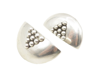 925 Sterling Silver  Vintage Shiny Bubble Detail Non Pierce Earrings  EG5517