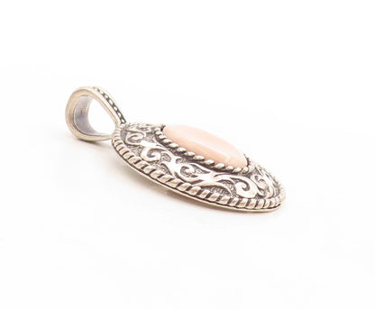 925 Sterling Silver Vintage Pendant CAROLYN POLLACK Carved Gemstone  PT23793
