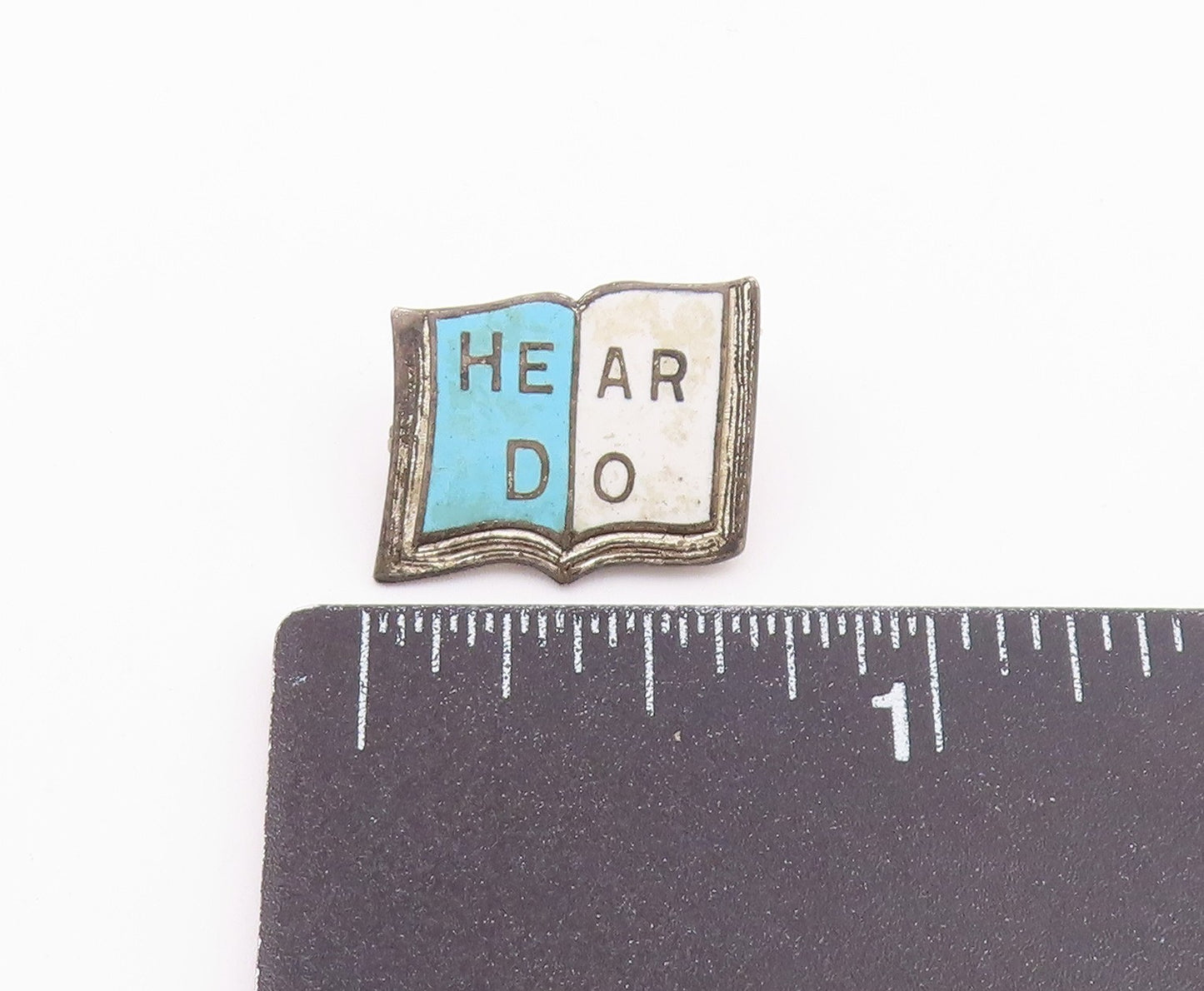 925 Sterling Silver  Vintage Enamel Open Book Motif Brooch Pin  BP8223