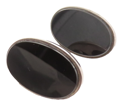 S. PALIU SPAIN 925 Sterling Silver  Vintage Large Oval Onyx Earrings  EG12591