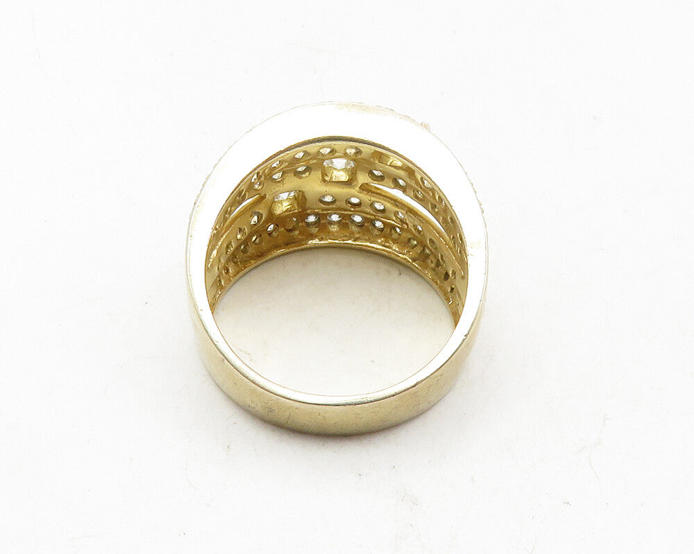 ROSS SIMON 925 Silver  Cubic Zirconia Gold Plated Split Band Ring Sz 10 RG9891