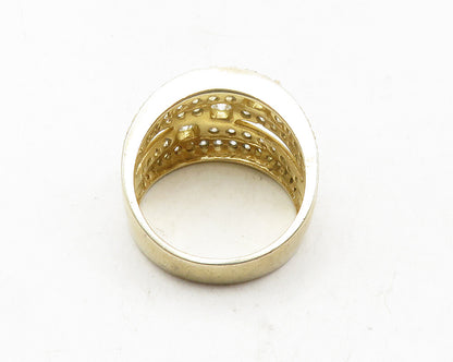 ROSS SIMON 925 Silver  Cubic Zirconia Gold Plated Split Band Ring Sz 10 RG9891