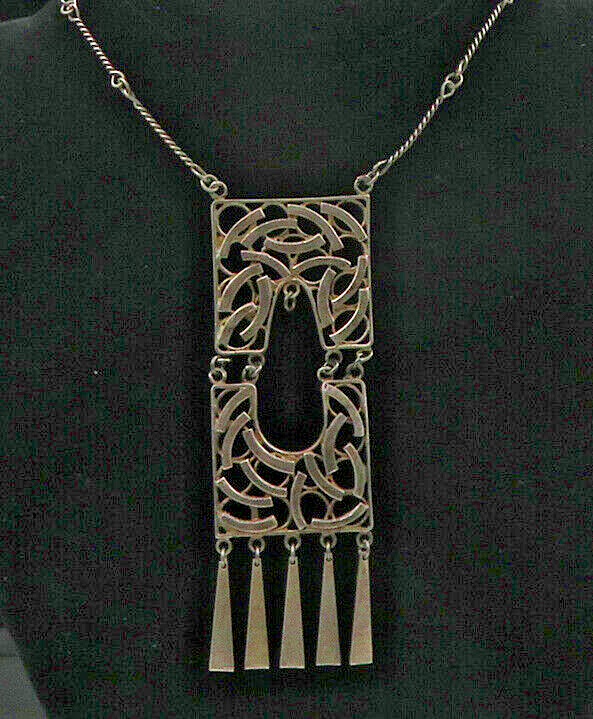 ISRAEL 925 Sterling Silver  Vintage Dark Tone Twist Bar Chain Necklace  NE2807
