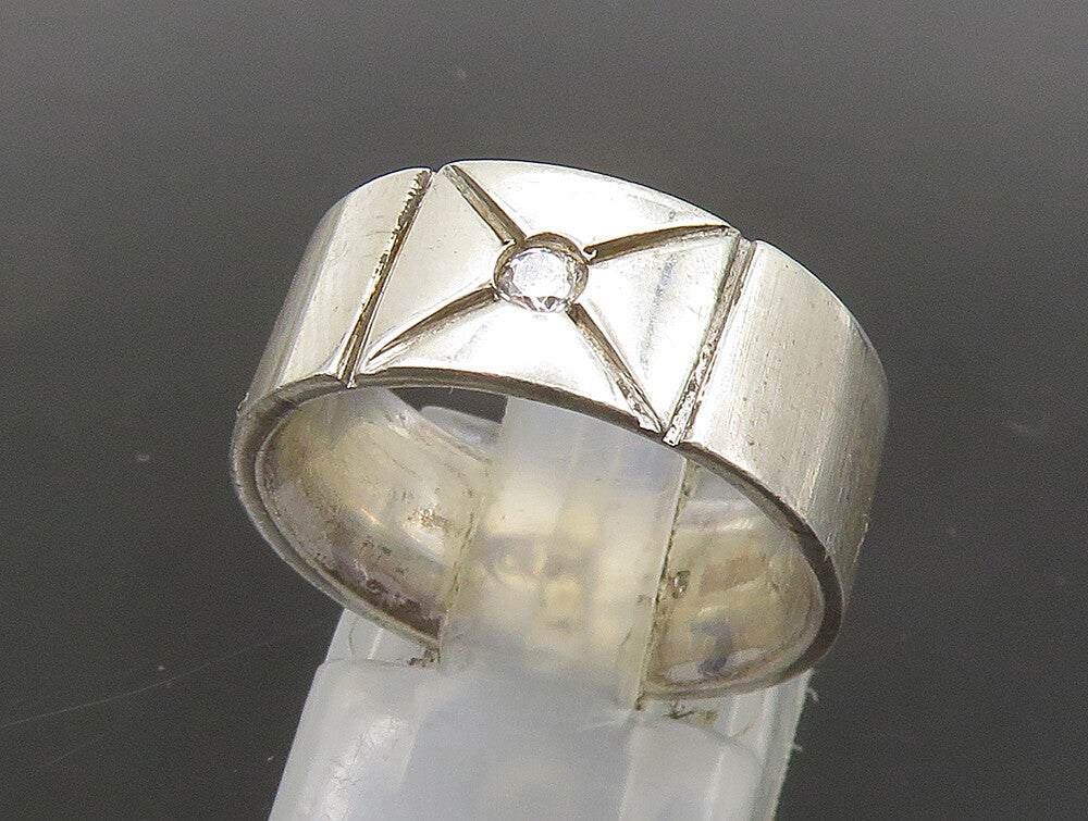 CILOR 925 Sterling Silver  Vintage White Topaz Smooth Band Ring Sz 5  RG23947