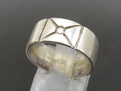 CILOR 925 Sterling Silver  Vintage White Topaz Smooth Band Ring Sz 5  RG23947