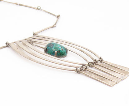 925 Sterling Silver Vintage Necklace ISRAEL Eilat Stone Chandelier Chain  NE4814