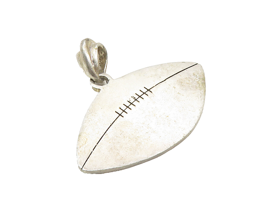 925 Sterling Silver  Vintage Dark Tone Football Sports Motif Pendant  PT7555