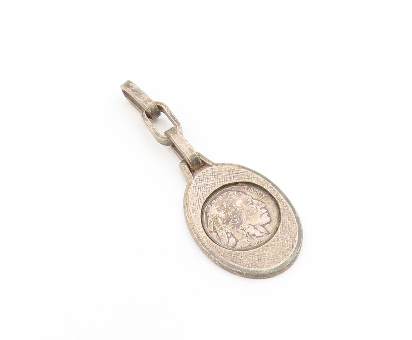925 Sterling Silver Vintage Pendant Antique US Buffalo Head Nickel Coin  PT26151