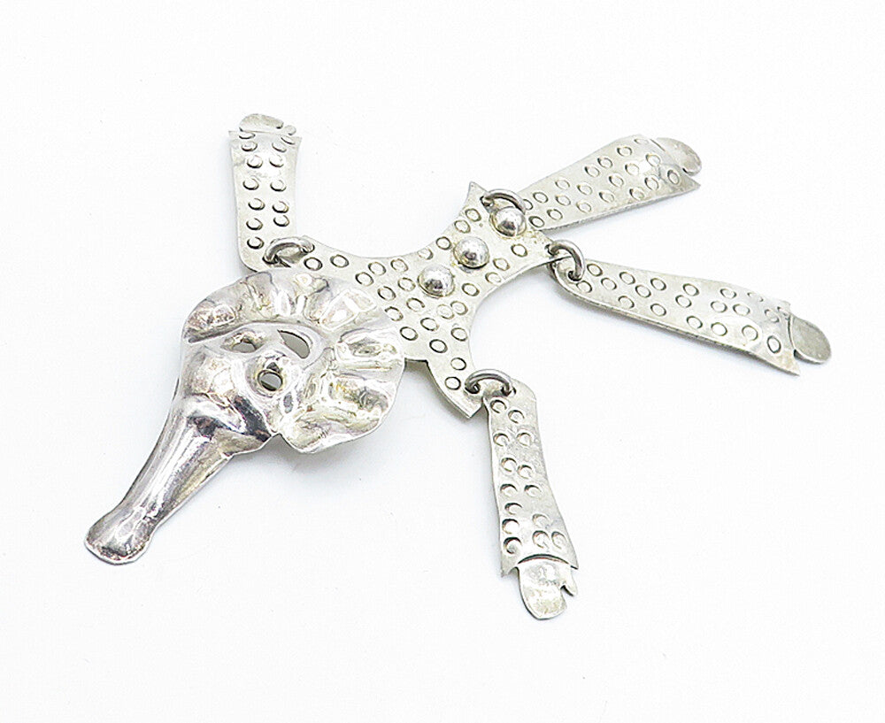 MEXICO 925 Sterling Silver  Vintage Dancing Clown Brooch Pin (MOVES)  BP2624