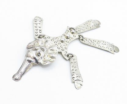 MEXICO 925 Sterling Silver  Vintage Dancing Clown Brooch Pin (MOVES)  BP2624