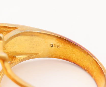 925 Sterling Silver Vintage Ring Gold Plated Citrine & Topaz  Sz 7  RG29927