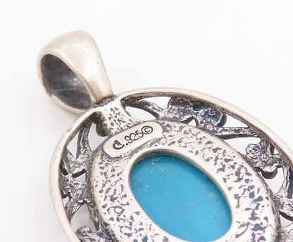 925 Sterling Silver Vintage Pendant CAROLYN POLLACK Turquoise Charm  PT26184