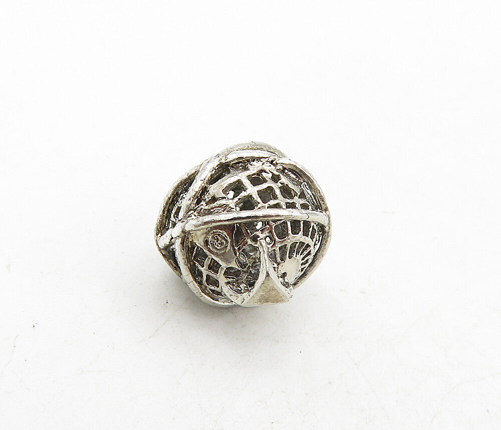925 Sterling Silver  Vintage Petite Wrapped World Globe Drop Pendant  PT6811