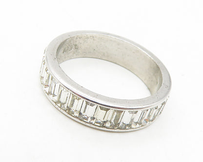 925 Sterling Silver  Sparkling Cubic Zirconia Eternity Ring Sz 6.5  RG11176