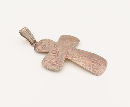 925 Sterling Silver  Vintage Engraved LOVE Faith Cross Dome Pendant  PT21937