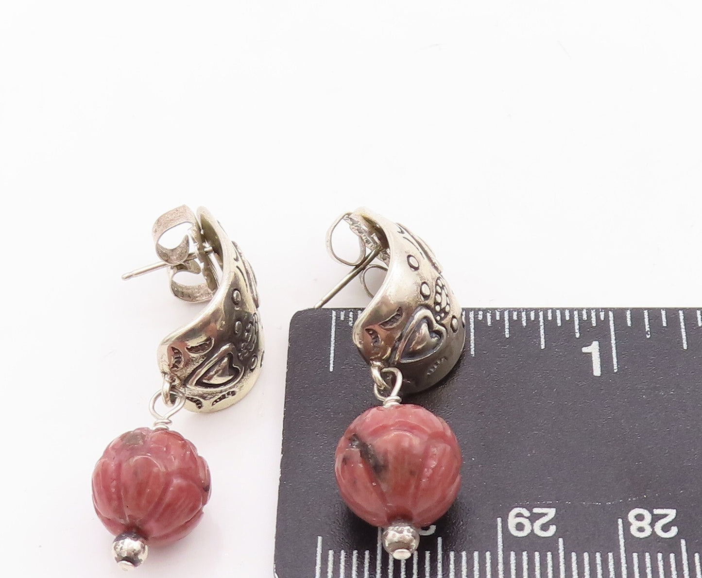 925 Sterling Silver Vintage Earrings CAROLYN POLLACK Dangling Gemstone  EG13116