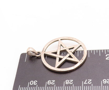 925 Sterling Silver Vintage Pendant PETER STONE Cutout Star Inside Ring  PT23786