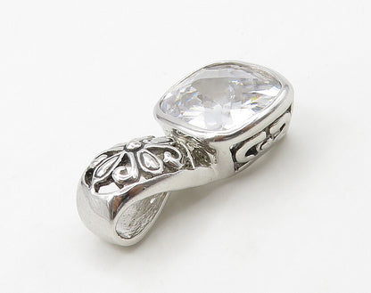 925 Sterling Silver  Sparkling Faceted Cubic Zirconia Floral Pendant  PT12668