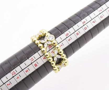 925 Sterling Silver Vintage Ring Gold Plated CZ Floral Link Band  Sz 10  RG35718