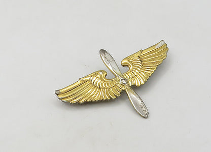 925 Sterling Silver  Vintage United States Military 2 Tone Brooch Pin  BP8383