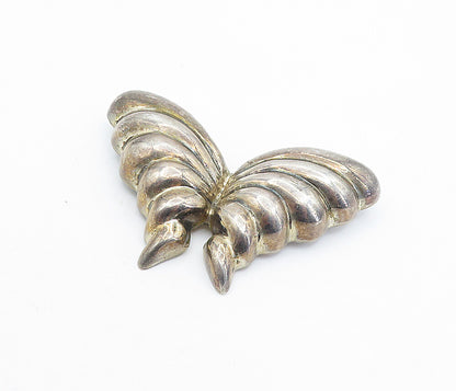 MEXICO 925 Sterling Silver  Vintage Hollow Fluted Butterfly Brooch Pin  BP2395