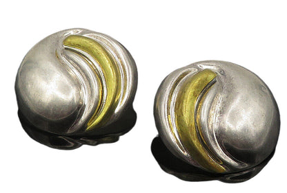 MEXICO 925 Sterling Silver  Vintage 2 Tone Hollow Swirl Drop Earrings  EG6166
