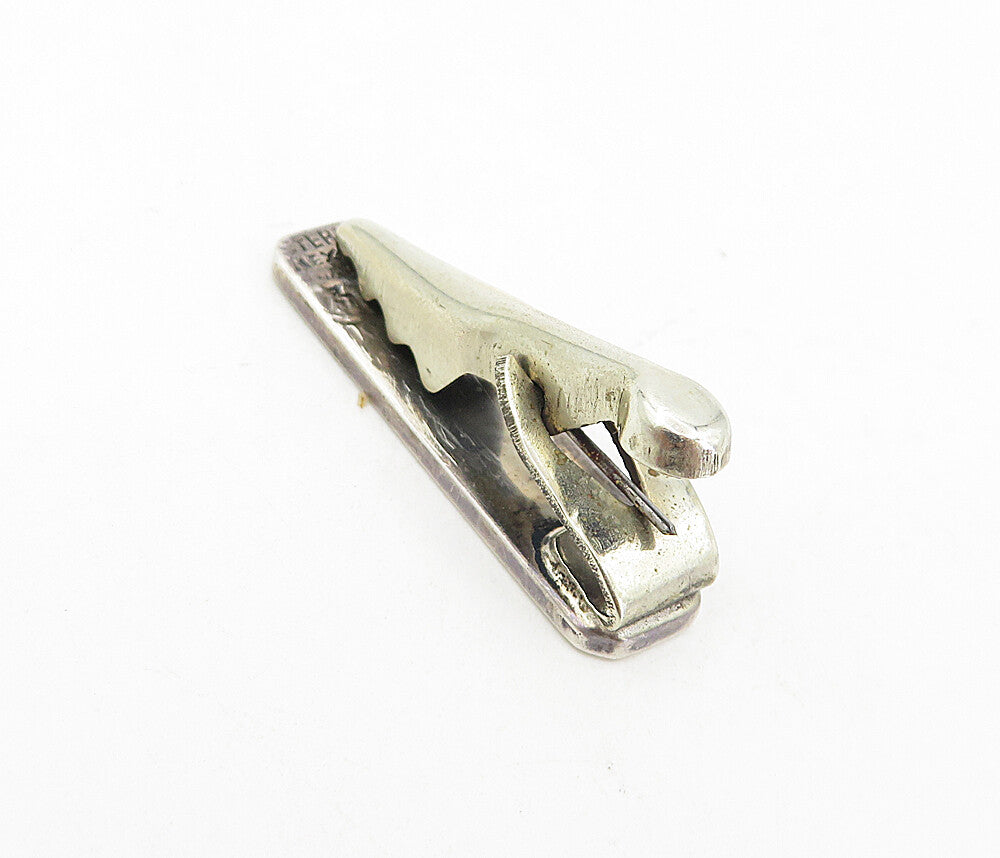 MEXICO 925 Sterling Silver  Vintage Petite Oxidized Detail Tie Clip  TR1324
