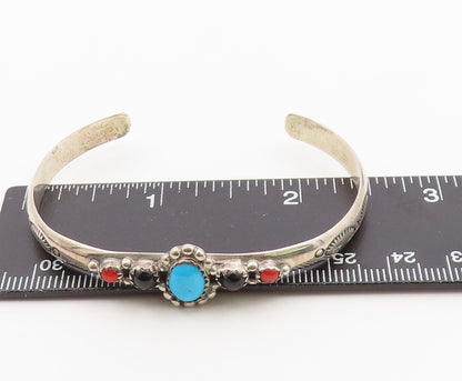 925 Sterling Silver Vintage Bracelet RICHARD BEGAY NAVAJO Multi Gemstone BT12166