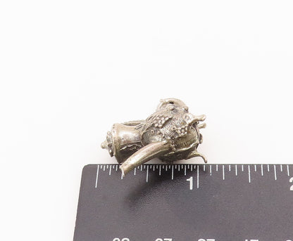 925 Sterling Silver Vintage Pendant Solid Swirly Floral Carved Water Jug PT22775