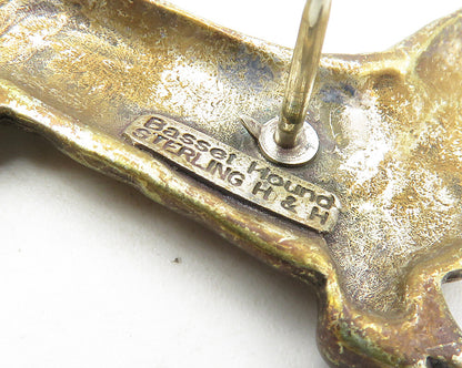 HAND & HAMMER 925 Sterling Silver  Vintage Dark Tone Weiner Dog Pin  TR1772