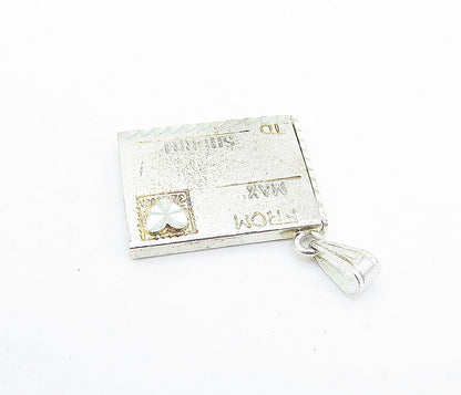 925 Sterling Silver  Vintage Diamond Cut Post Card Pendant (OPENS)  PT4676