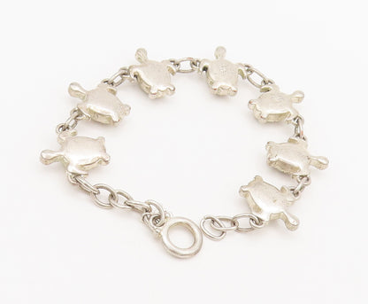 925 Sterling Silver  Vintage Mini Swimming Turtle Link Bracelet  BT9980