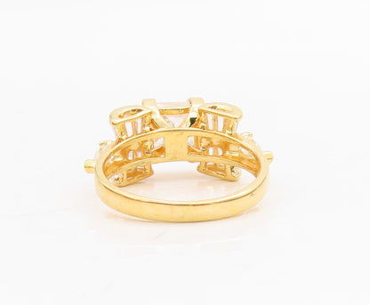 925 Sterling Silver Vintage Ring Gold Plated Designer CZ Inlay  Sz 9  RG31717