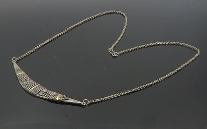 925 Sterling Silver & 18K GOLD  Vintage 2 Tone Pattern Chain Necklace  NE1332