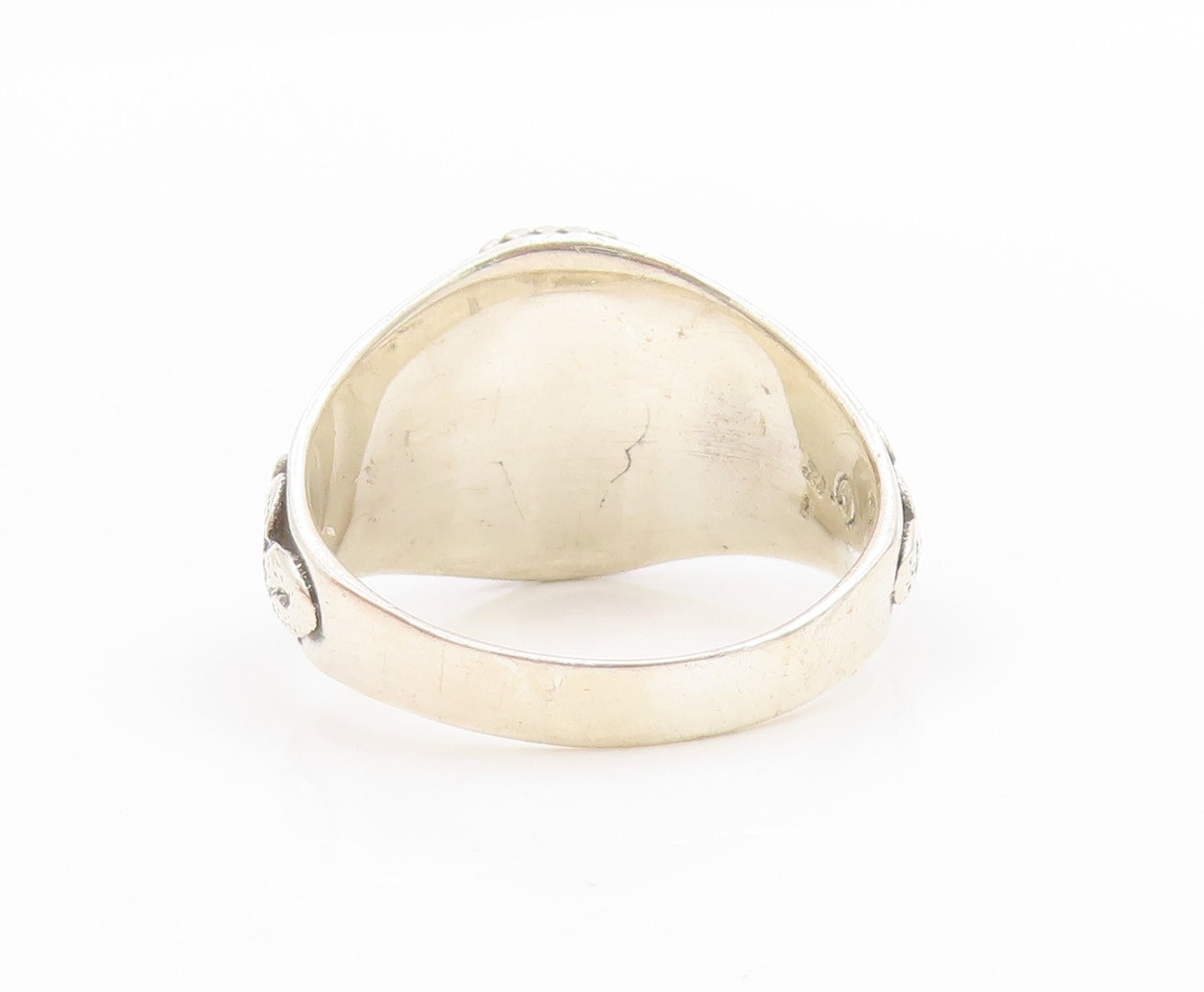 925 Sterling Silver Vintage Ring Enameled Yin Yang Dragon Band  Sz 14  RG34009