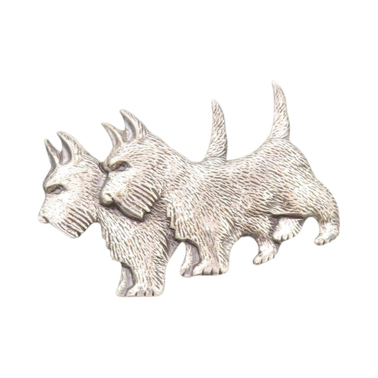 925 Sterling Silver Vintage Brooch BEAU Cutout Twin Scottie Dogs  BP11608