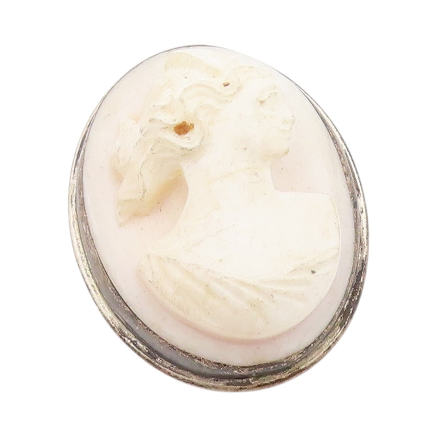 925 Sterling Silver Vintage Brooch Classic Carved Lady Profile Cameo Pin BP11831