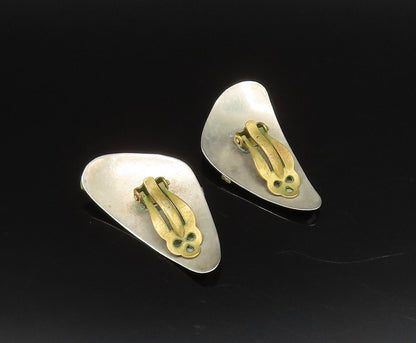 925 Silver  Vintage Two Tone Triangle Abstract Clip Back Earrings  EG12163