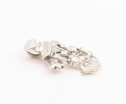 925 Sterling Silver Vintage Pendant Happy Joker Face Cutout  PT24377