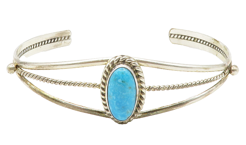 LUCIAN KOINVA HOPI 925 Silver Vintage Turquoise Twist Cuff Bracelet  BT5269