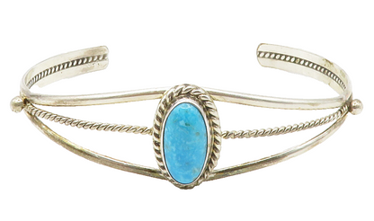 LUCIAN KOINVA HOPI 925 Silver Vintage Turquoise Twist Cuff Bracelet  BT5269