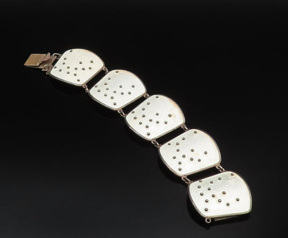 EINAR MODAHL NORWAY 925 Silver Vintage Beaded Enamel Chain Bracelet  BT9681