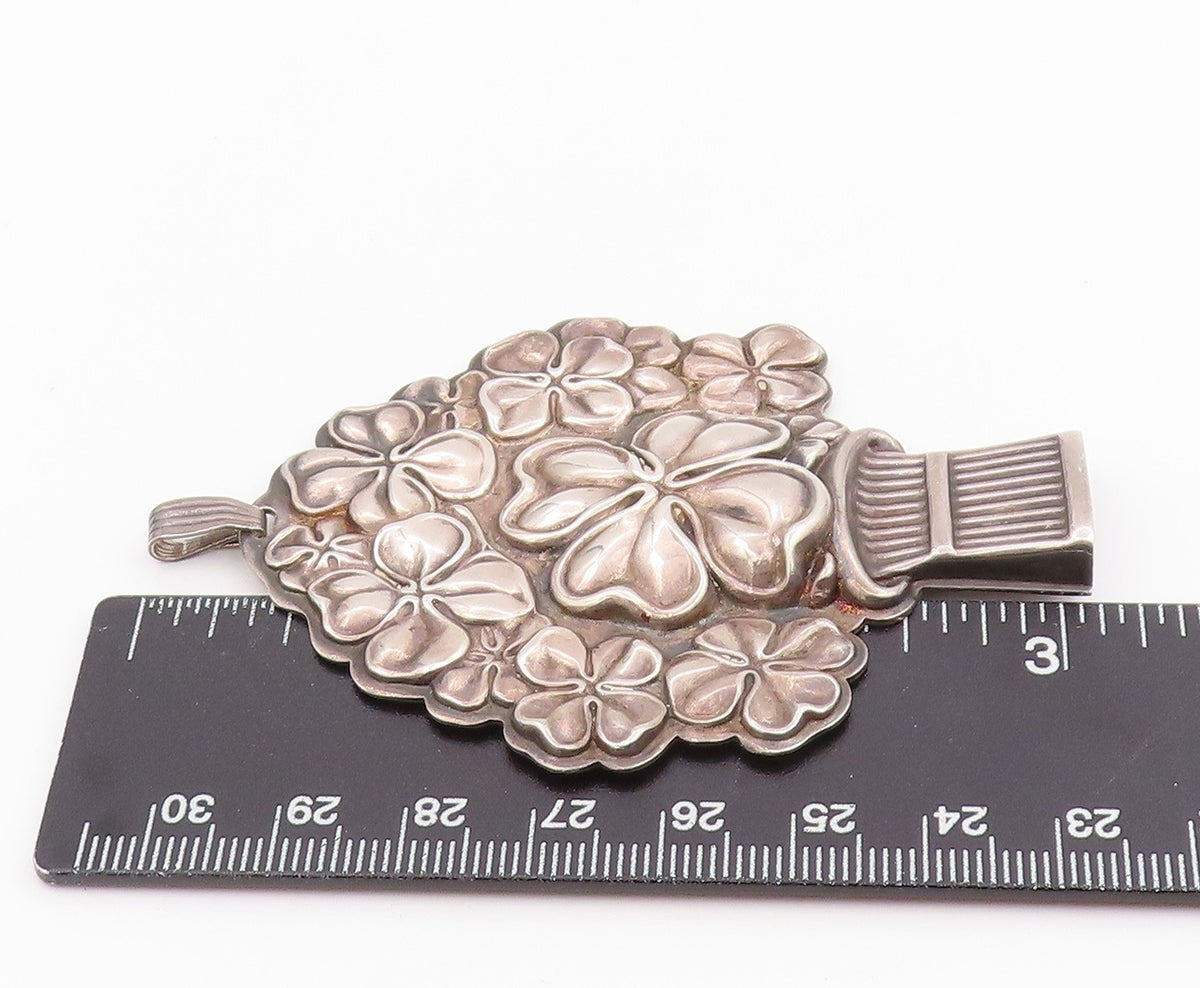 925 Sterling Silver Vintage Pendant REED & BARTON Lucky Clover Whistle  PT26018