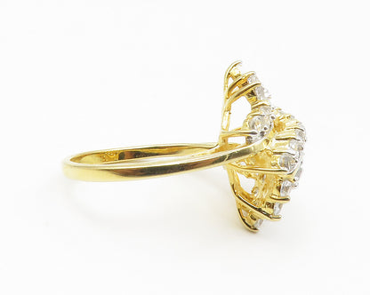 925 Sterling Silver  Topaz Gold Plated Shiny Swirl Cocktail Ring Sz 8  RG14251