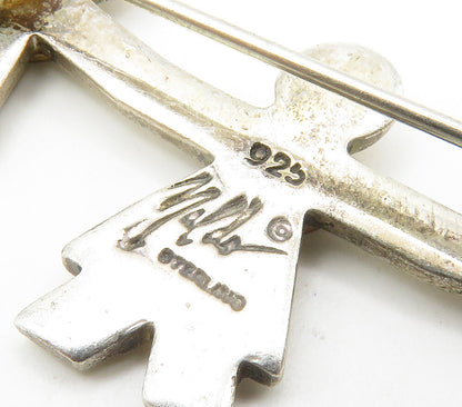 925 Sterling Silver  Vintage Two Tone Love Heart Unity Brooch Pin  BP6109
