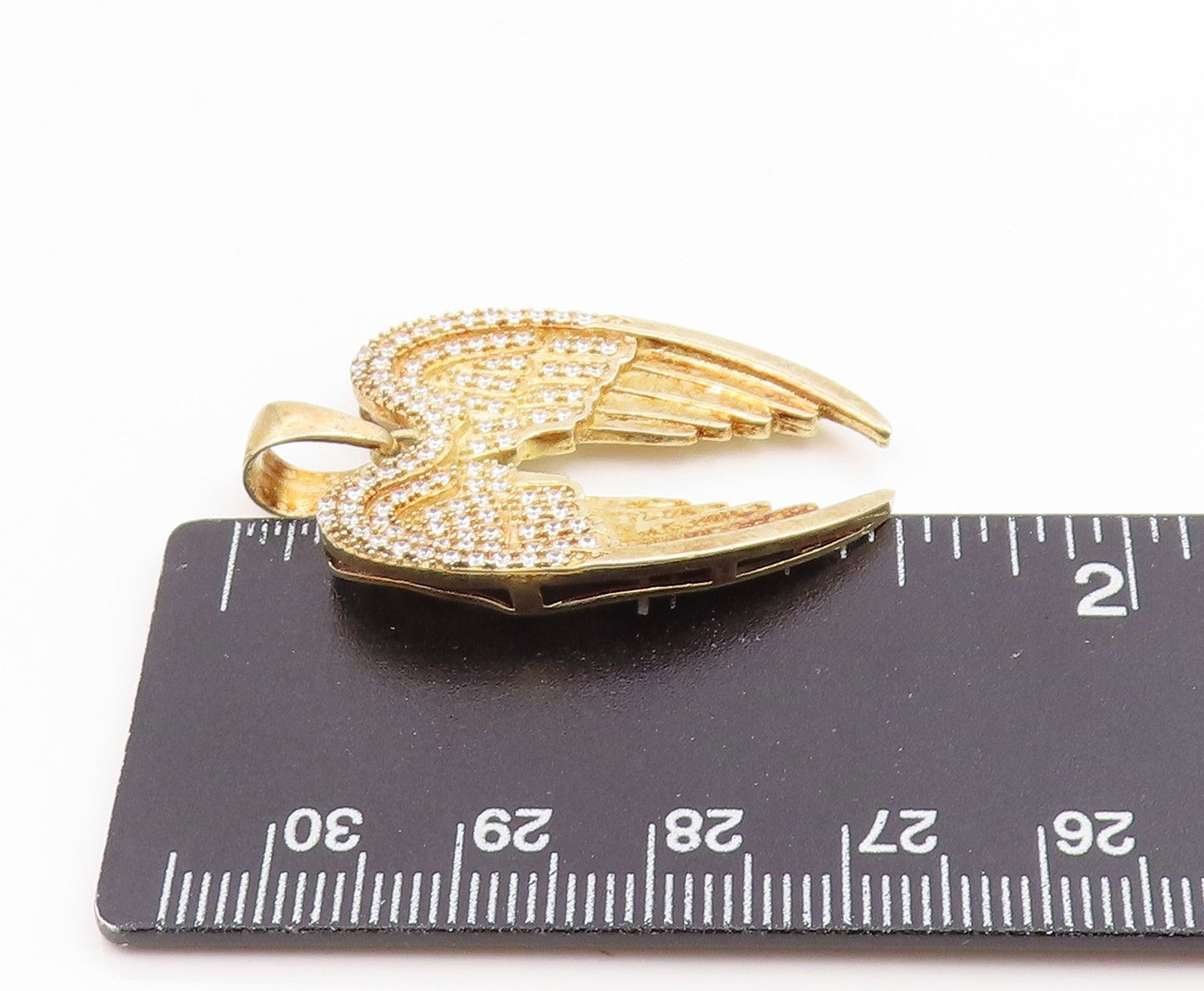 925 Silver  Vintage Cubic Zirconia Gold Plated Angel Wings Pendant  PT15698