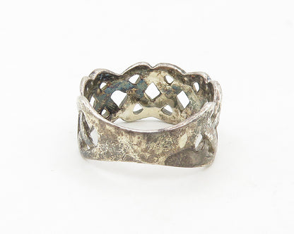 925 Sterling Silver  Vintage Dark Tone Celtic Knot Band Ring Sz 8  RG17598