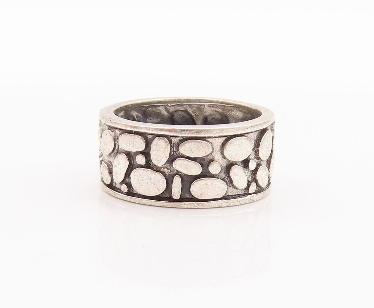925 Sterling Silver Vintage Ring Minimalist Bubble Effect Etched  Sz 8  RG28652