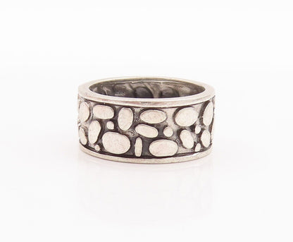 925 Sterling Silver Vintage Ring Minimalist Bubble Effect Etched  Sz 8  RG28652