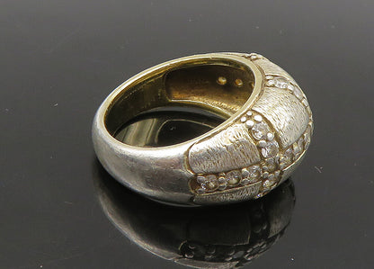 925 Sterling Silver  Vintage Cubic Zirconia Crosses Band Ring Sz 6  RG22736
